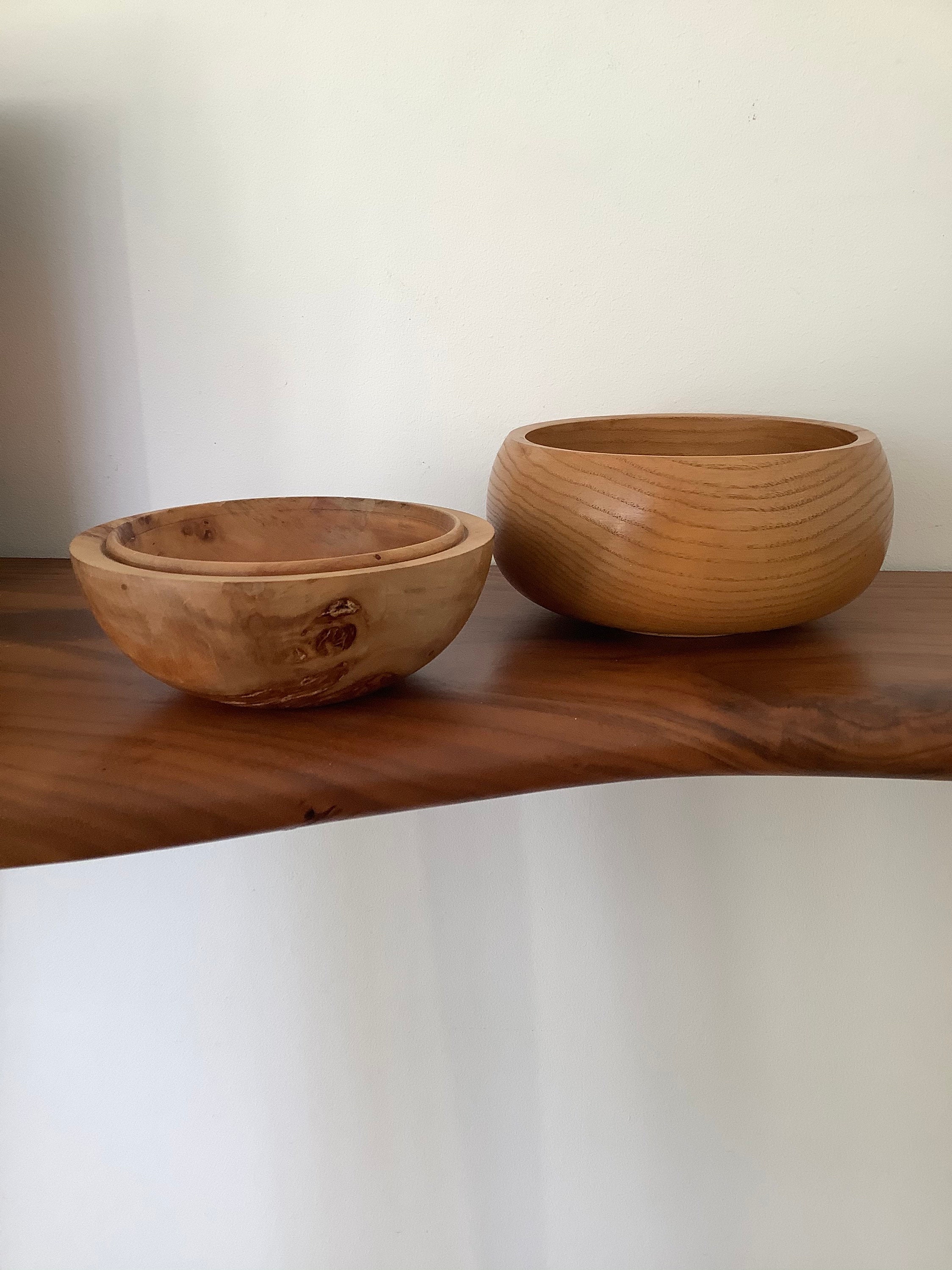 Vintage hand turned wooden bowls Etsy