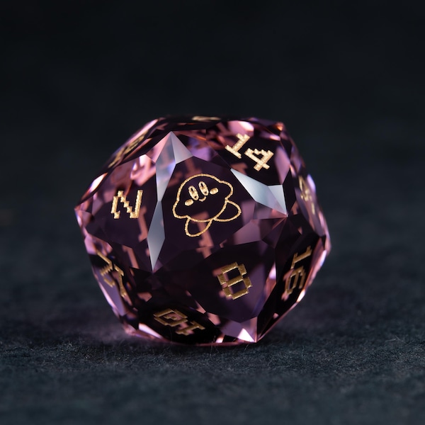 Hand Carved Pink Gemstone Dice Set: Anime Polyhedral DND Dice