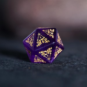 Purple Crystal DND Dice Set,Dungeons and Dragon RPG Gemstone Dice,Handmade Amethyst Polyhedral Dice,Gift for Birthday,Original Design