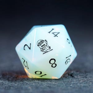Minion Opal Gemstone D20 Dice: Hand Carved D&D RPG Dice Set