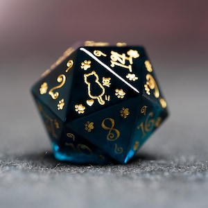Blue Zircon Cat Polyhedral Dice Set: Handmade RPG Dice