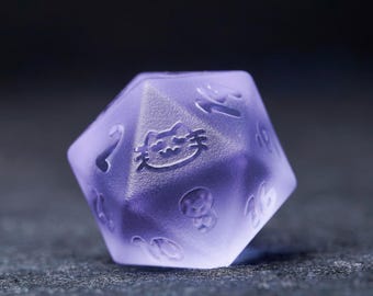 Juego de dados de gato morado esmerilado: dados poliédricos de RPG de diseño original