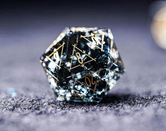 Ice Cracks Schwarzglas Würfel Set: Original DnD RPG Polyedrischen Würfel