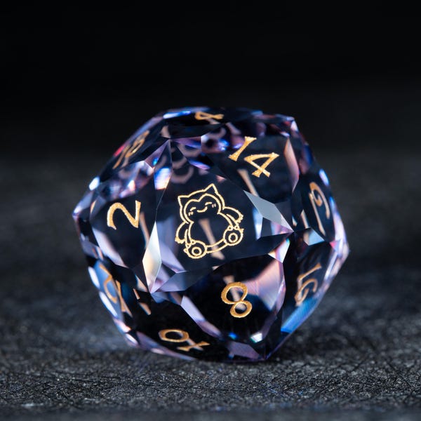 Purple Gemstone Dice Set: Hand-Carved DND RPG Polyhedral Dice