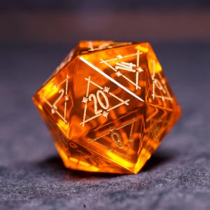 Orange Gemstone Dice Set: Starry Sky DND Dice, Original Design