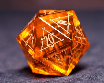 Orange Gemstone Dice Set: Starry Sky DND Dice, Original Design