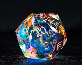 Dichroic Glass Dice Set: Rainbow Crystal Polyhedral Dice for RPG