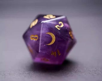 Paarse amethist kristallen dobbelstenenset: veelvlakkig DND RPG 7-delige set