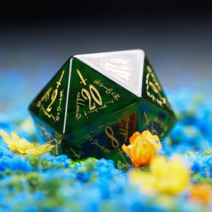 Full Set Green Zircon Dice Set-Dungeons and Dragon RPG Game Hand Carved Polyhedral Gemstone Dice MTG Game Gift for Birthday  Original design