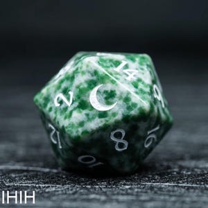 Unique Qinghai Jade Gemstone DND Dice Set for Dungeons&Dragon Tabletop RPG Game Dice,Natural Jade Dice,Moon Style D20 Dice,Original Design