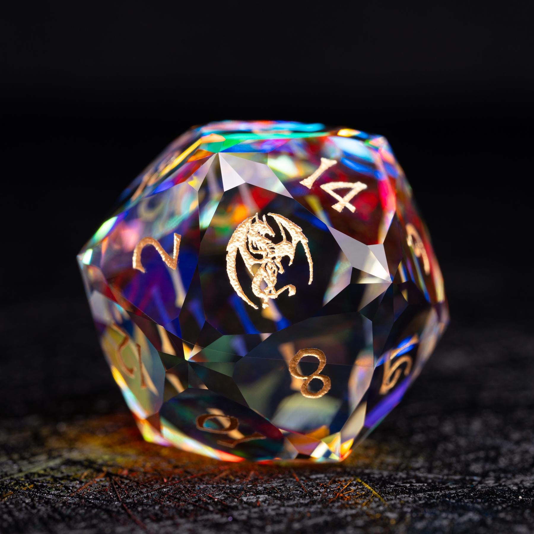 Rainbow Crystal DND Dice Set: Dragon Gemstone Polyhedral Dice