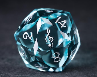 Oversized Gemstone D20 Dice: Handmade DND RPG Polyhedral Dice