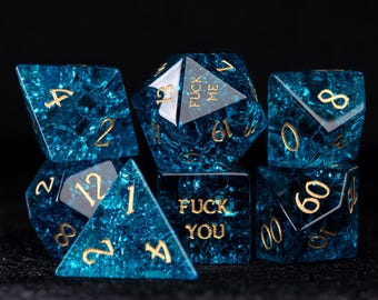 Juego de dados Blue Ice Cracks: dados poliédricos DND hechos a mano