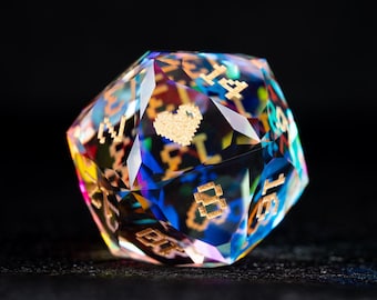 Rainbow Crystal Dice Set: Hand-Carved Gemstone Polyhedral Dice