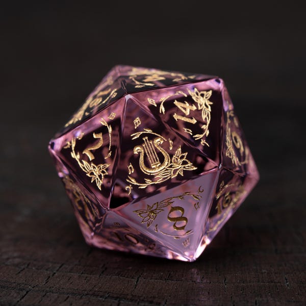 Hand Carved Gemstone Dice Set,Music Theme Polyhedral Dice for  DND RPG Gaming