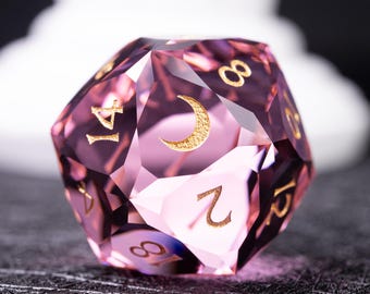 Juego de dados de cristal rosa tallados a mano: dados poliédricos DnD