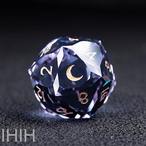 Multifaceted Gemstone Dice Set Purple Zircon Hand Carved Dice for D&D,Tabletop RPG,Rare Polyhedral Dice,Gift for Birthday,Original Design