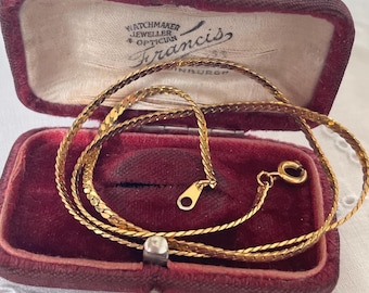 Vintage 18ct gold plated thin chain necklace, dainty stacking necklace, simple layering chain necklace, work necklace, slinky chain
