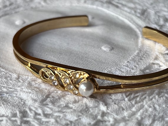 Attractive vintage 18ct gold plated bracelet with… - image 1
