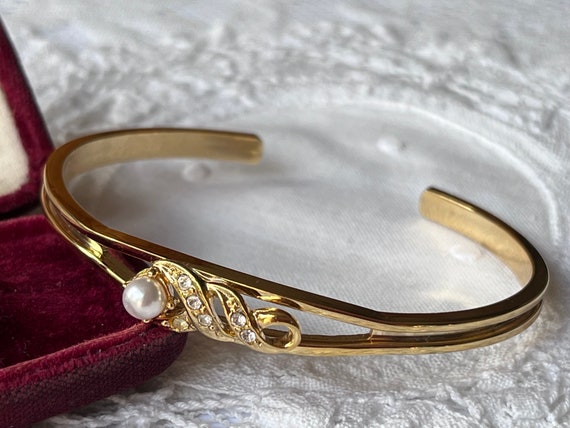 Attractive vintage 18ct gold plated bracelet with… - image 6