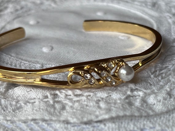 Attractive vintage 18ct gold plated bracelet with… - image 4