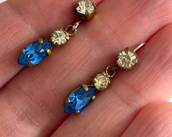 1950s blue drop dangle earrings