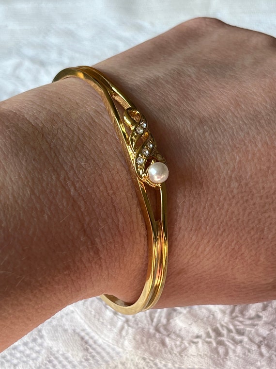 Attractive vintage 18ct gold plated bracelet with… - image 3