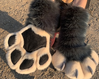 Patas de mano peludas/fursuit personalizadas completamente forradas