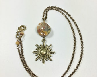 JeriAielloartstore Sun pierced earrings celestial jewelry sun bronze dangle earrings ornate bronze earth tones Sun rays jewelry