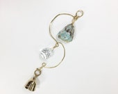 Cool Gifts for Him Husband Dad, Zen Brass Chime Sun Catcher with Amazonite Stone, Rustic Earthy Primitive Handmade Thinking of You Gift