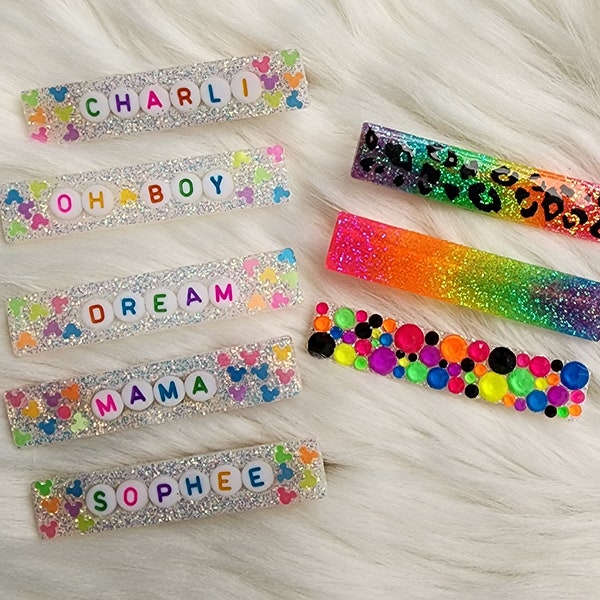 Neon Rainbow or Neon Rainbow Leopard Hair Clip