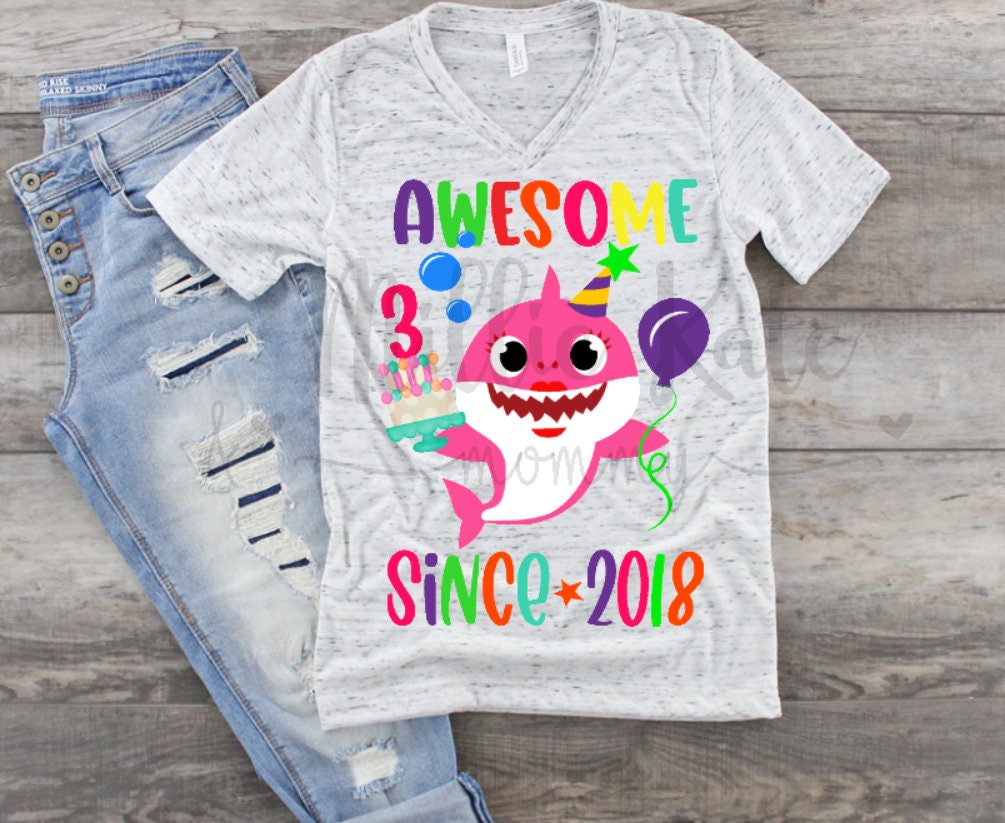 3rd Birthday Shark Girl Baby Shark Digital Png Etsy