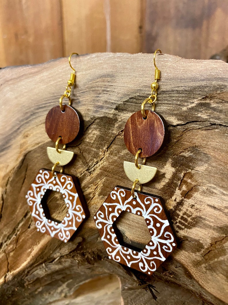 Hand painted Redwood Earrings
