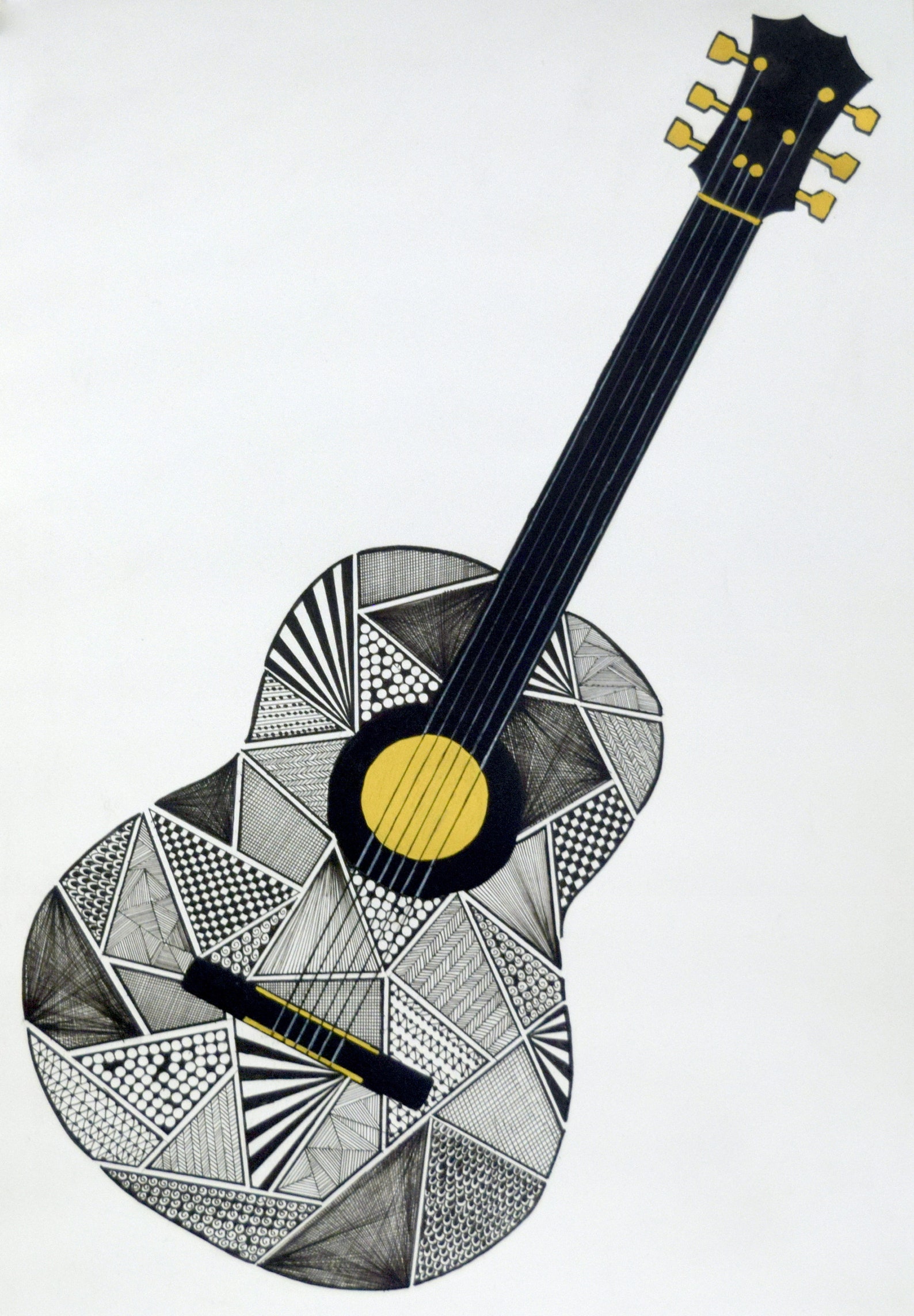 Guitar Zentangle Art Hand made. Available in svg png jpg Etsy