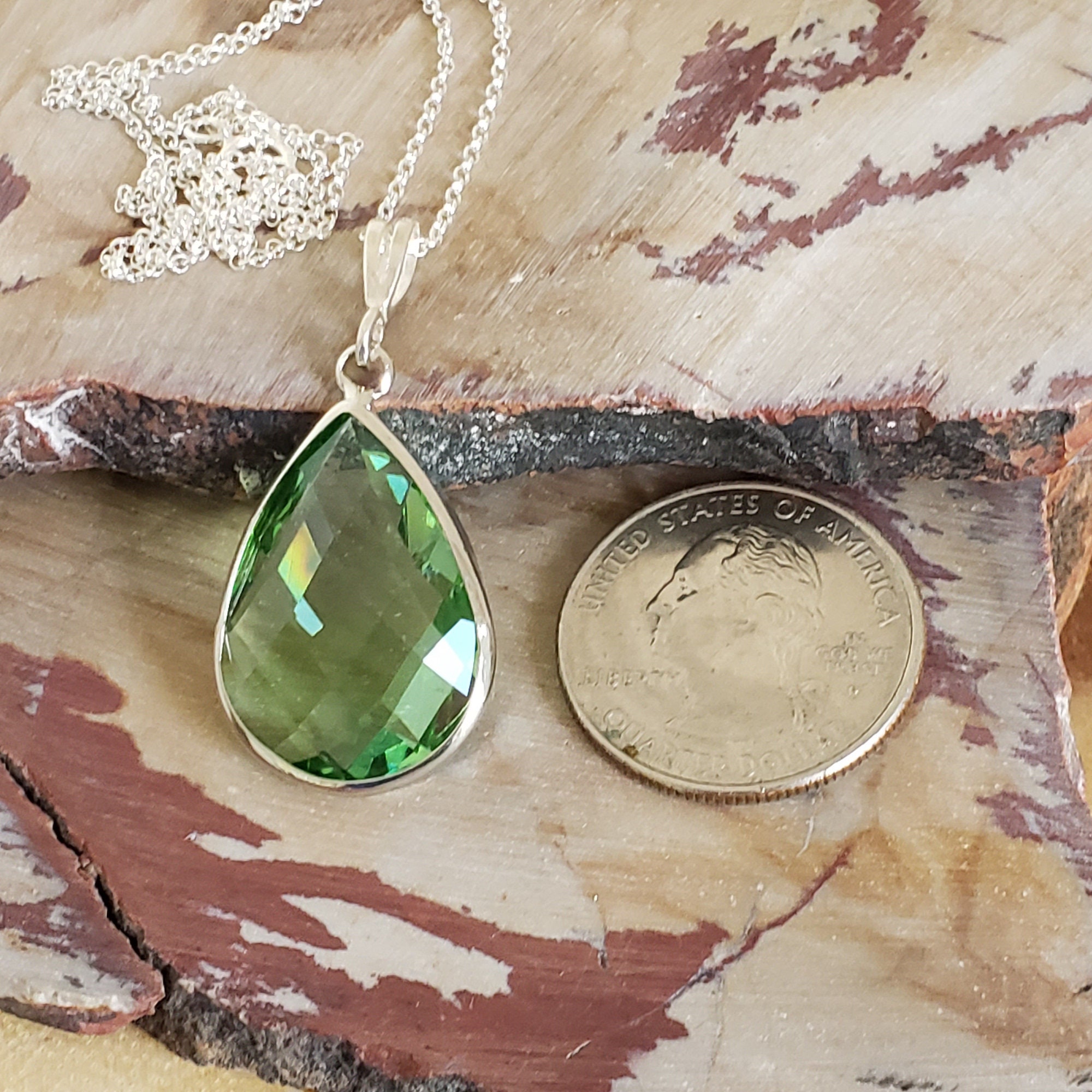 Peridot Crystal Necklace / Necklace for Women / Crystal Etsy