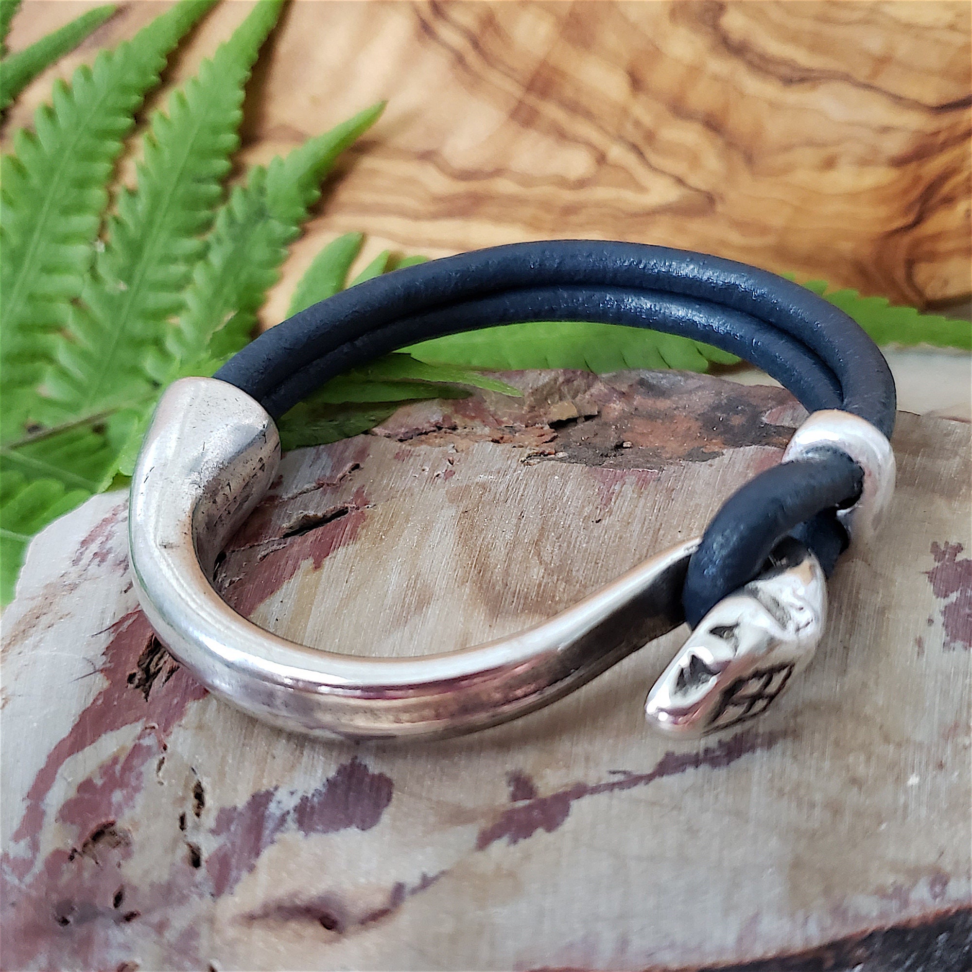 Snake Leather Bracelet / Leather Cuff Etsy