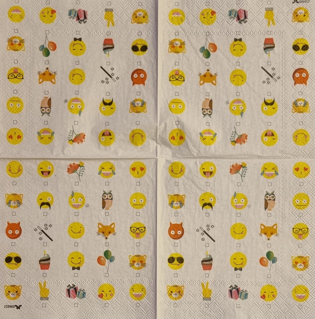 Emoji's Set of 4 Napkins and Single Napkin Available Etsy