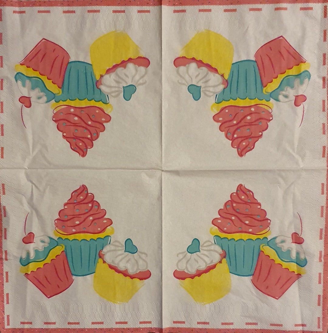 Cupcakes Set of 4 Napkins Sainsburys Etsy