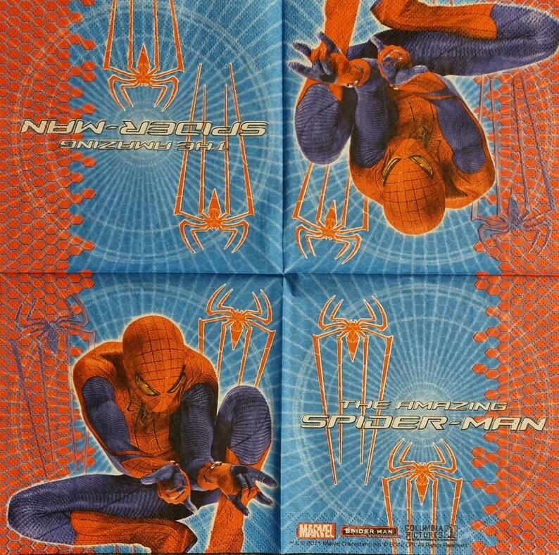 Spiderman Set of 4 Paper Napkins and Single Napkin also available