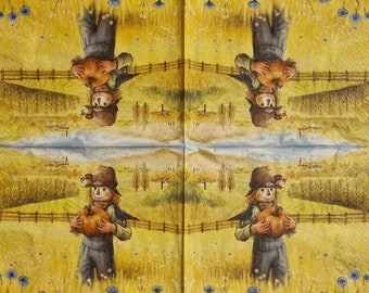 Burton The Scarecrow - Set of 4 Paper Napkins and Single Napkin also available