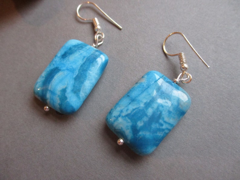Turquoise Agate earrings with silver plate findings.