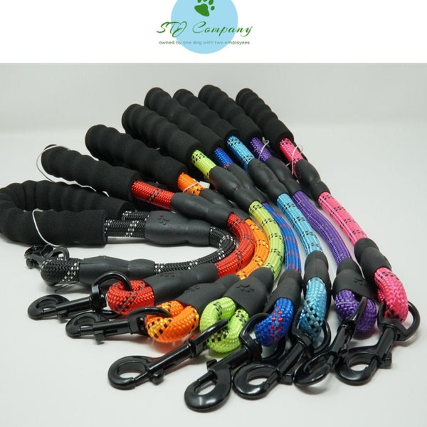 Short Training Traffic Leash For Medium / Large Dogs with Soft Handle l Lots of Colors l Reflective l Teach them to walk right by you!