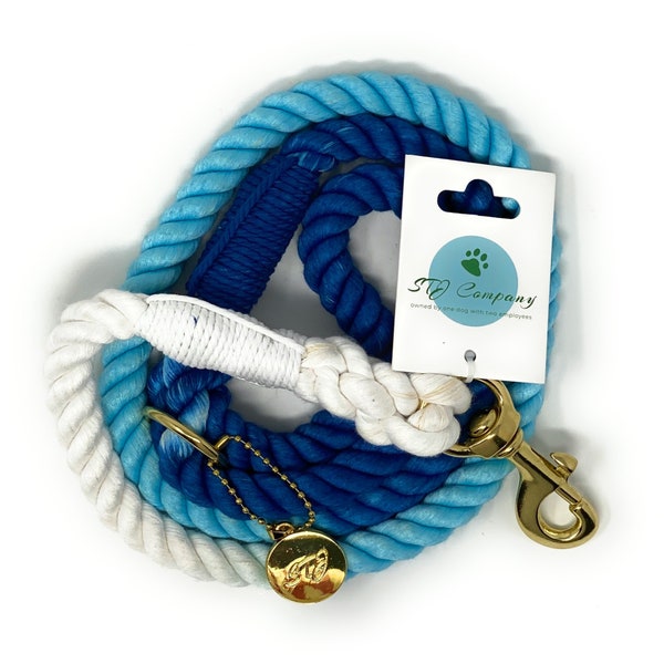 STJ Company Ombre Luxury Leash l Handcrafted Braided Cotton Rope 4ft with Gold Swivel Snap-Bolt l Dress Up Your Pup With This Stylish Leash
