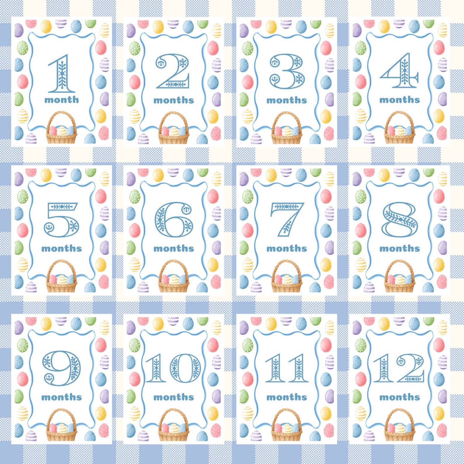 Digital - Baby Milestone Printable Cards. Easter Milestone Cards ...