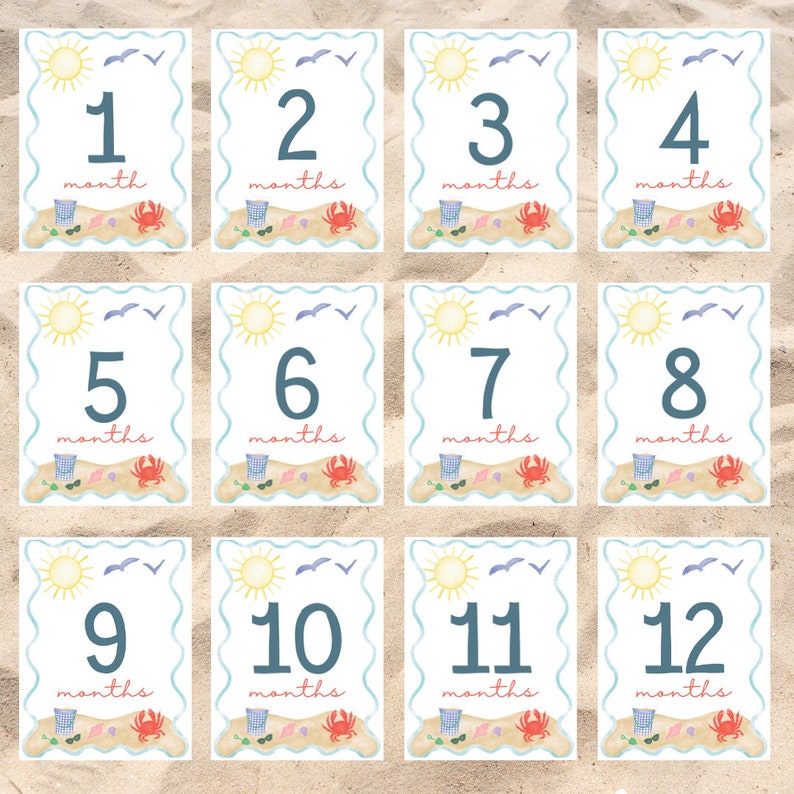 Digital - Baby Milestone Printable Cards. Beach Milestone Cards ...