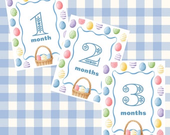 Digital - Baby Milestone Printable Cards. Easter Milestone Cards. Months 1, 2, 3. Monthly Baby Photo. Theme/Holiday Milestone.