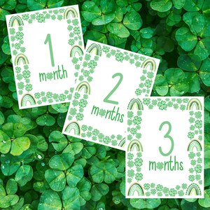 Numérique - Cartes imprimables Baby Milestone. Cartes d'étape de la Saint-Patrick. Mois 1, 2, 3 mois. Photo de bébé mensuelle. Jalon thème/vacances.