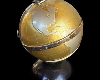Vintage 1960s Vista Fleetwood Model NTR-6G Tabletop World Globe Space Age Gold Silver Transistor Six AM Radio Japan (Tested & Working) As Is