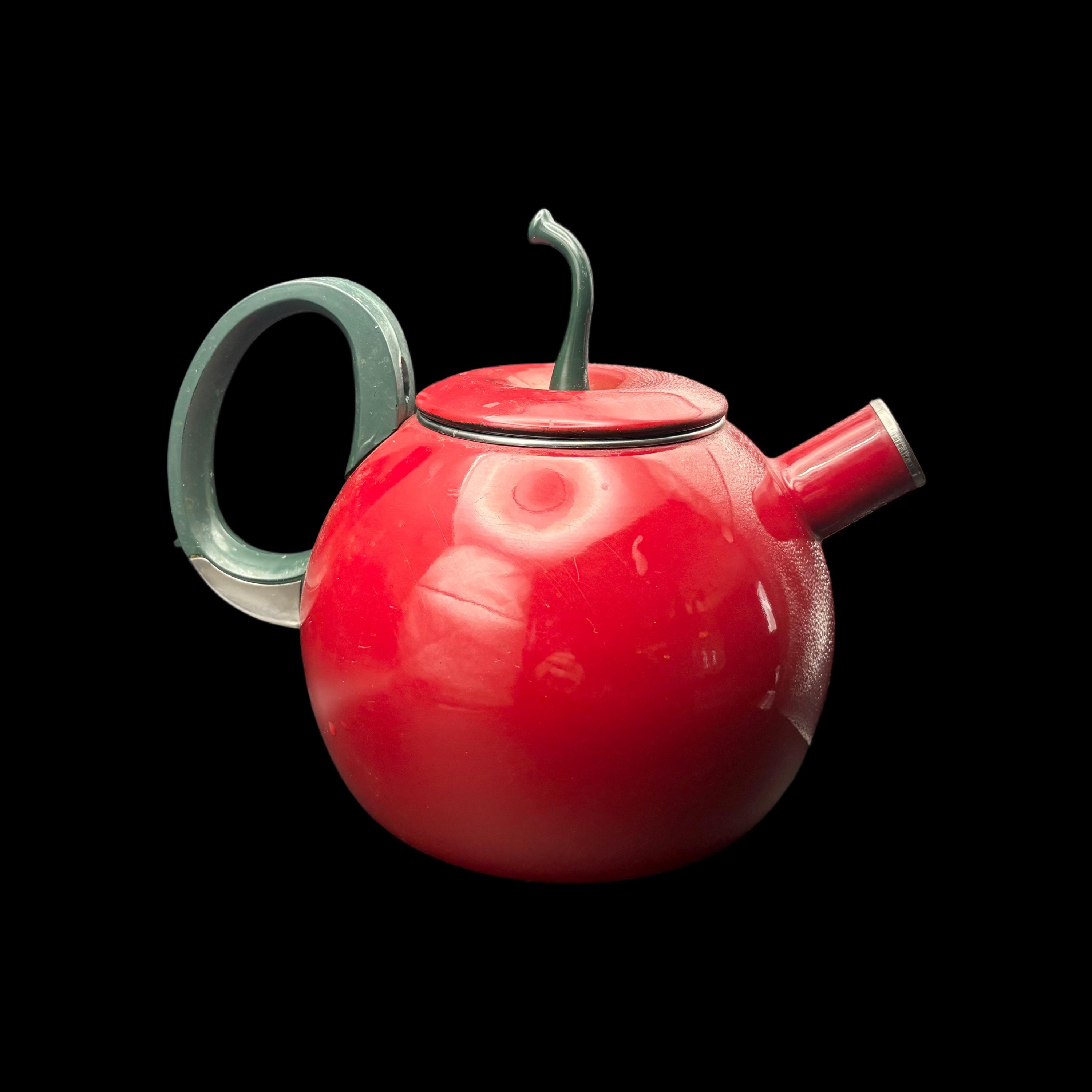 Vintage 1980s COPCO Red Delicious Apple Shaped Enamel Tea Kettle
