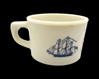 Vintage 1970s Old Spice Nautical Ceramic Shaving Mug Cup “Ship Grand Turk Salem 1786” by Shulton | Retro Men’s Shaving & Grooming